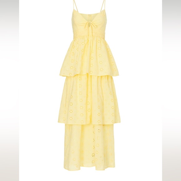 Slate & Willow Eyelet Tiered Yellow Dress - Picture 1 of 3